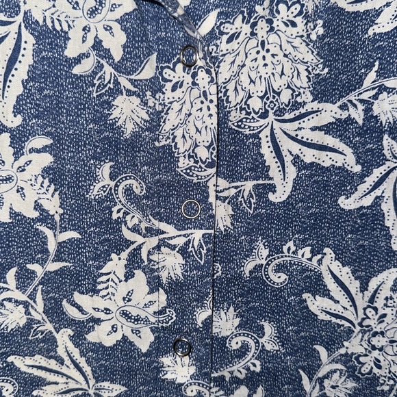 COLDWATER CREEK Linen Blend Floral Snap Front Shacket/Blouse Top Size M - Picture 5 of 7